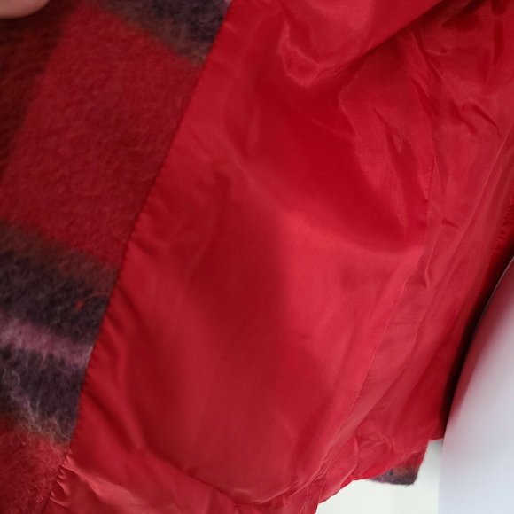 Cross Country Wool Mohair Coat Womens Size 10 Red Plaid Loose Fit Open Cardigan - Picture 9 of 9